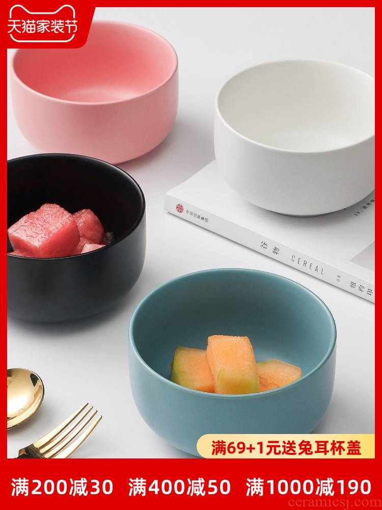 The Nordic idea ceramic matte enrolled eat bowl salad bowl thick soup bowl with rice bowls tableware small bowl a single breakfast