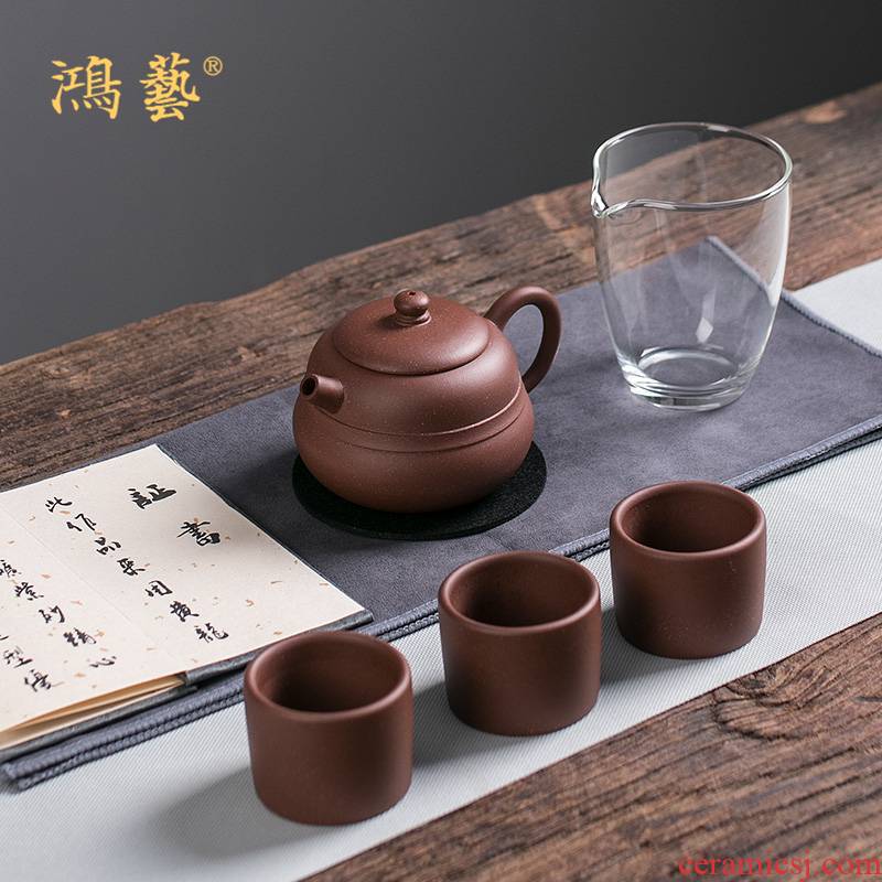 Gift yixing it all pure manual and old JingZhou purple clay stone gourd ladle pot of kung fu tea pot home outfit