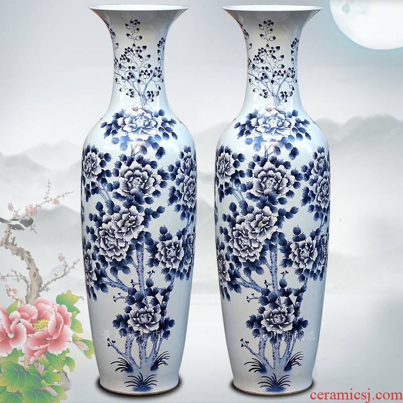 Jingdezhen ceramics of large vases, hand - made blooming flowers furnishing articles study the sitting room of Chinese style household decorations