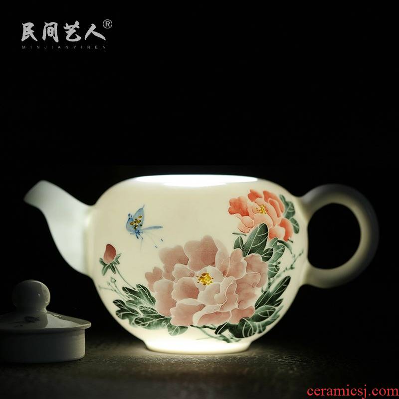Jingdezhen hand - made under glaze color porcelain teapot kung fu tea sets pure manual single pot home tea kettle