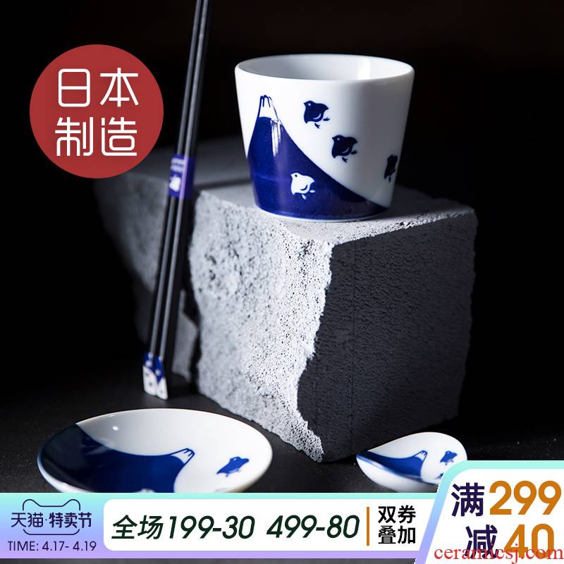 Household imported from Japan Japanese creativity tableware suit ceramic cup flavour dishes chopsticks chopsticks 丨 Fuji plover