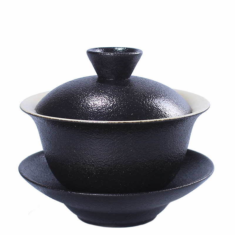 Only three tureen of black ceramic terms cups contracted to use kung fu tea set coarse pottery bowl is Only three home make tea