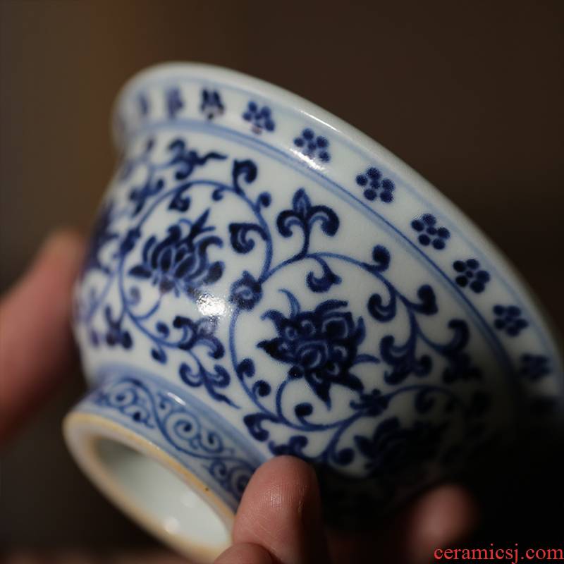 Opens to booking a view imitation Ming yongle hand - made porcelain museum pressure hand a cup of tea cups ceramic tea set sample tea cup masters cup
