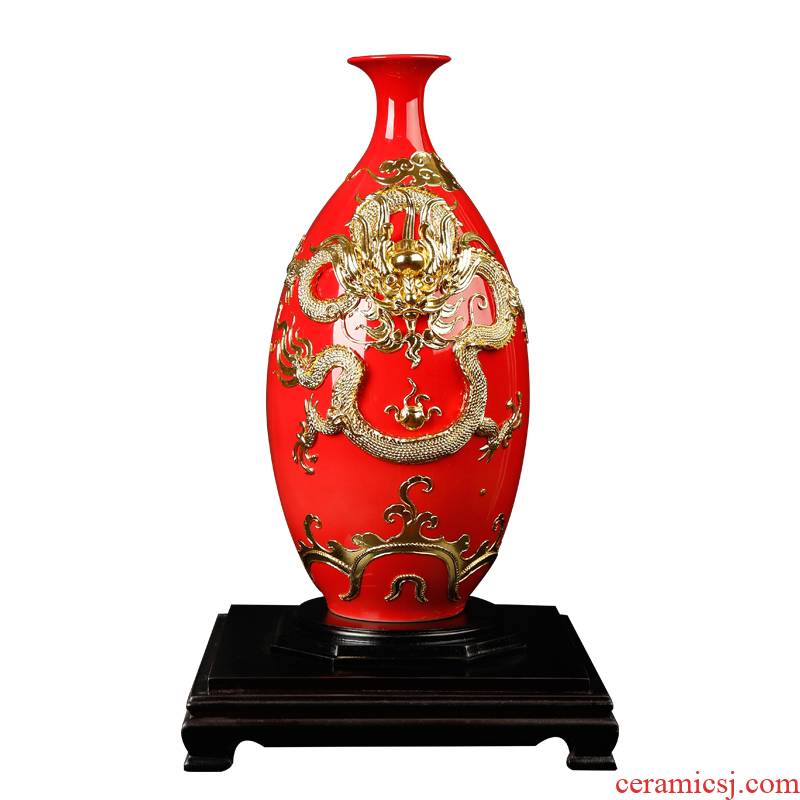Really sheng xiamen special paint line carve manual arts and crafts ceramics furnishing articles red bottle home feng shui porch