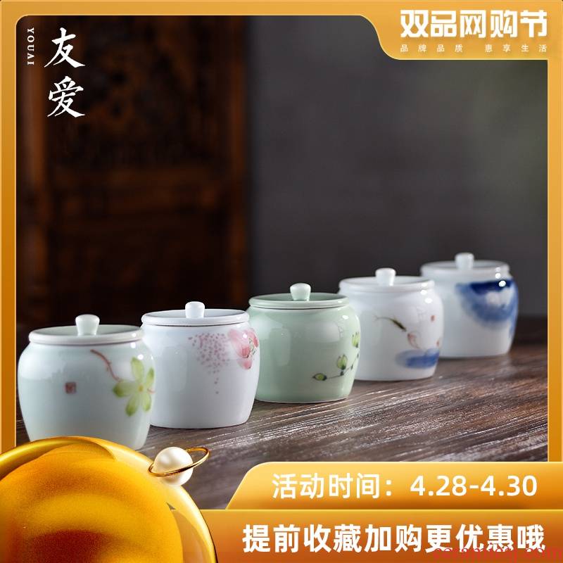Love color hand - made ceramic tea pot seal pot travel small storage POTS storage warehouse seasoning tea tea