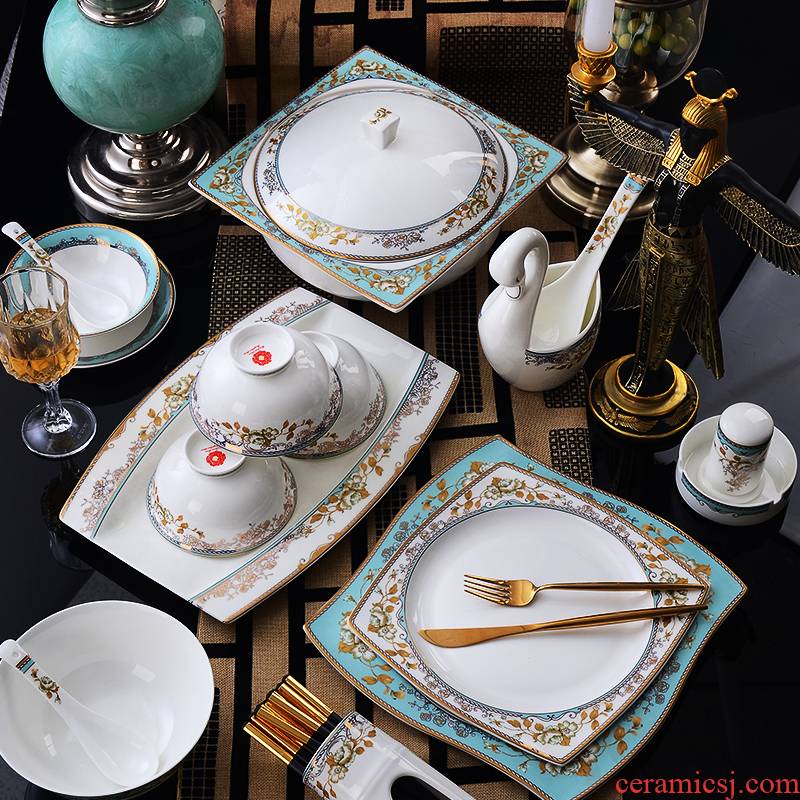 High - grade ipads China tableware suit dish bowl suit light dishes European - style key-2 luxury dishes suit household combination of gifts