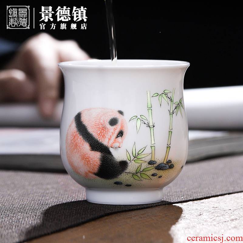 Jingdezhen flagship store ceramic hand - made panda bamboo tea with tea cups to host a single white porcelain tea cups