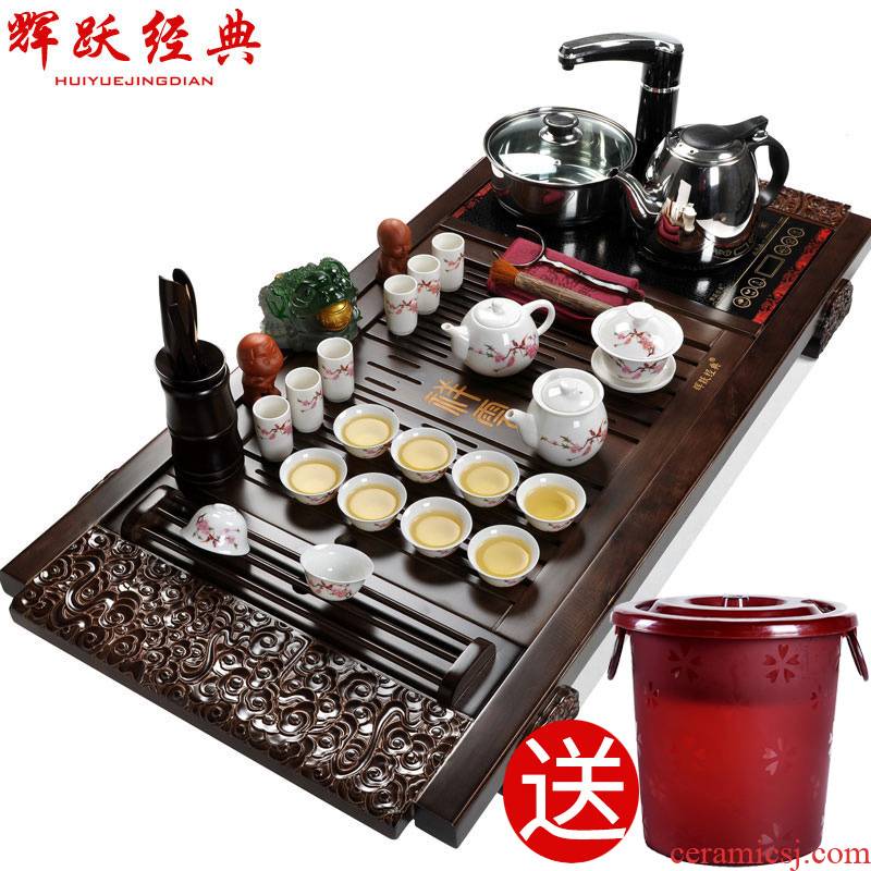 Hui, make tea suit ipads China tea sets of a complete set of ceramic kung fu tea set induction cooker solid wood tea tray