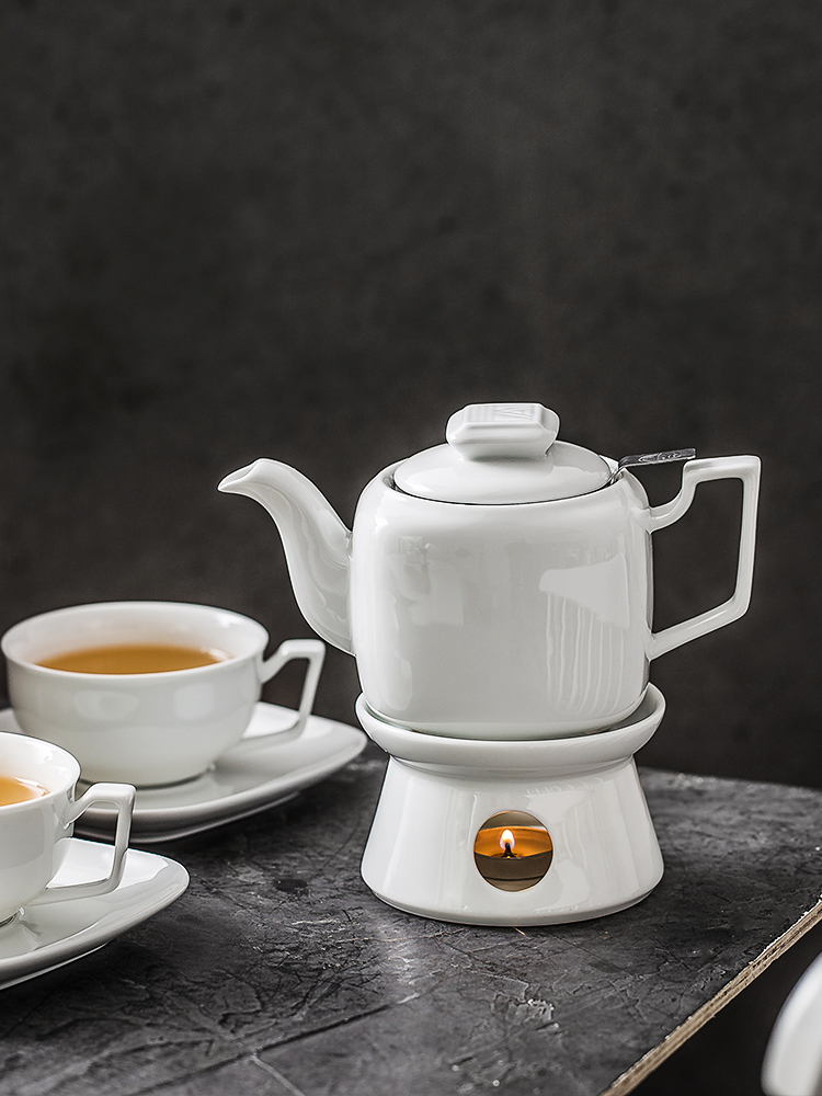 Nordic pure white ceramic teapot with filtering contracted household afternoon tea high - capacity teapot large sample tea cup