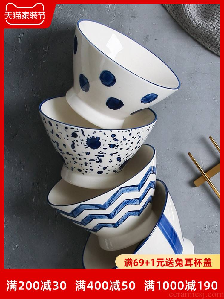 And wind hand - made ceramic bowl individual creative move household Japanese - style tableware web celebrity rainbow such as bowl to eat small bowl of noodles