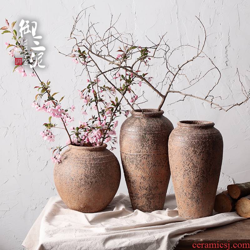 Manual coarse TaoHua device do old POTS of jingdezhen ceramic dry flower vase hand made Japanese teahouse zen flowerpot