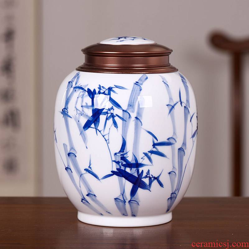 A kilo is installed metal cover caddy fixings ceramic gift box storage sealed as cans of jingdezhen blue and white manually POTS of household
