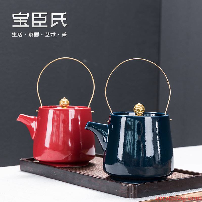 Treasure minister 's ceramic teapot white porcelain beauty pot of kung fu tea set home little teapot with filter single pot