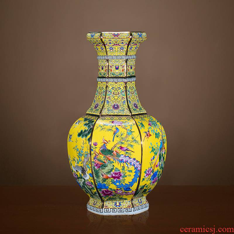 Archaize of jingdezhen ceramics powder enamel vase imitation qianlong year Chinese style classical Angle of the sitting room what adornment furnishing articles