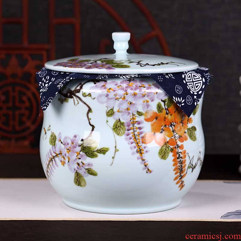 Hand - made of bread seven large barrel receives jingdezhen ceramic tea pot creative move fashion tea sealed as cans of household
