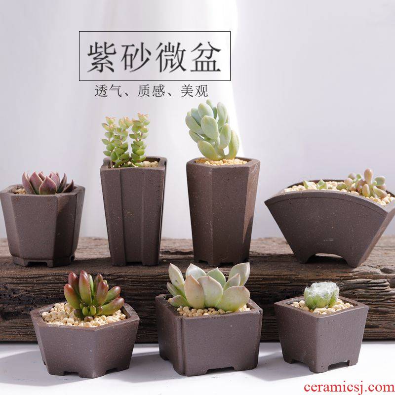 Special yixing purple sand flowerpot flower pot in the micro fleshy thumb mini bonsai pot breathable potted package mail