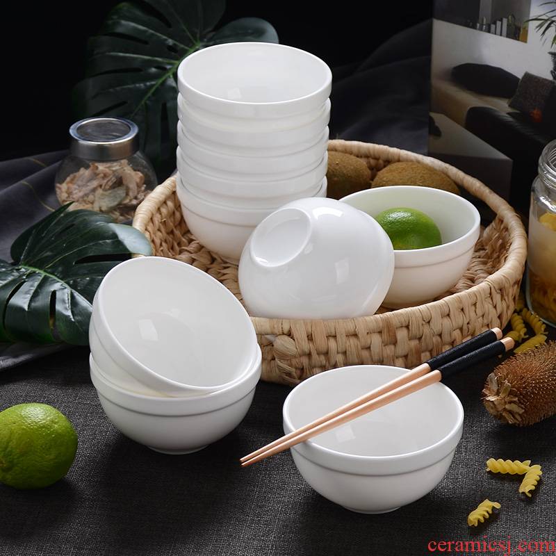 Home for 10 sets of tangshan ipads bowls 4.5 inch bowl horn bowl of white ceramic bowl of microwave oven
