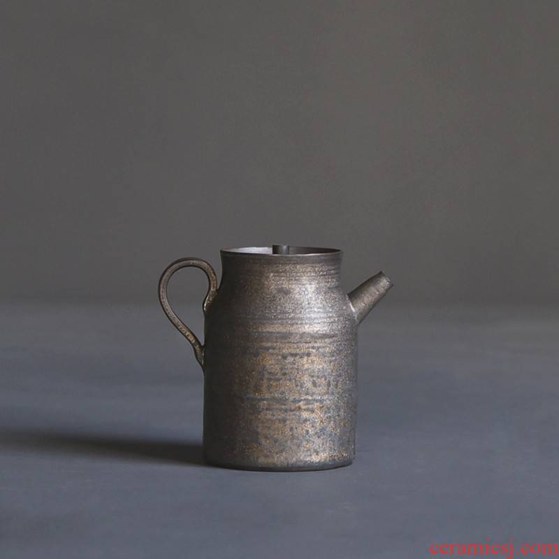 Poly real scene manual coarse pottery teapot variable straight pot of coarse pottery metal glaze gold ball hole teapot the teapot