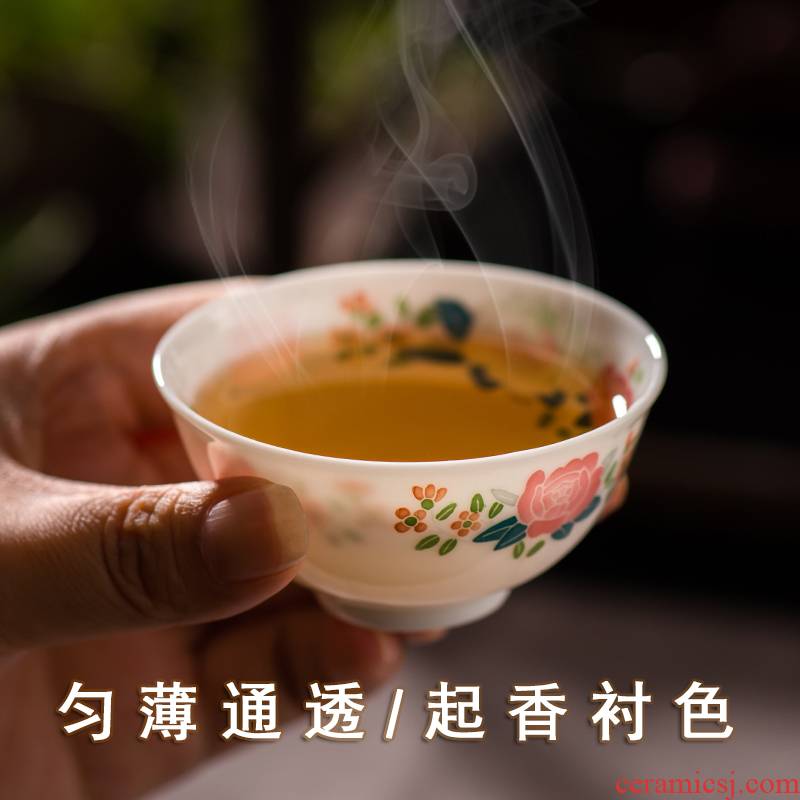 Under the liling glaze colorful porcelain cup kung fu MAO ceramic cups hand - made master cup sample tea cup personal single CPU