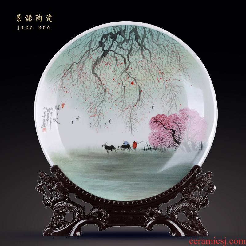 New Chinese style classical jingdezhen ceramics hang dish decorate dish hand - made sat dish sitting room craft gift decoration furnishing articles