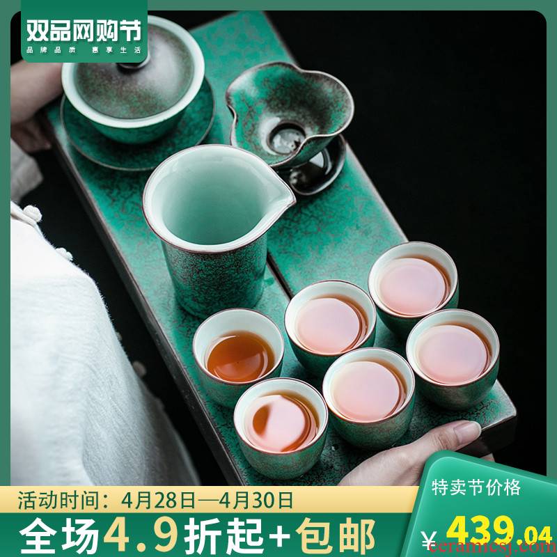 Kung fu tea set tea tureen of pottery and porcelain of a complete set of restoring ancient ways suit household tea gets tea set tea service