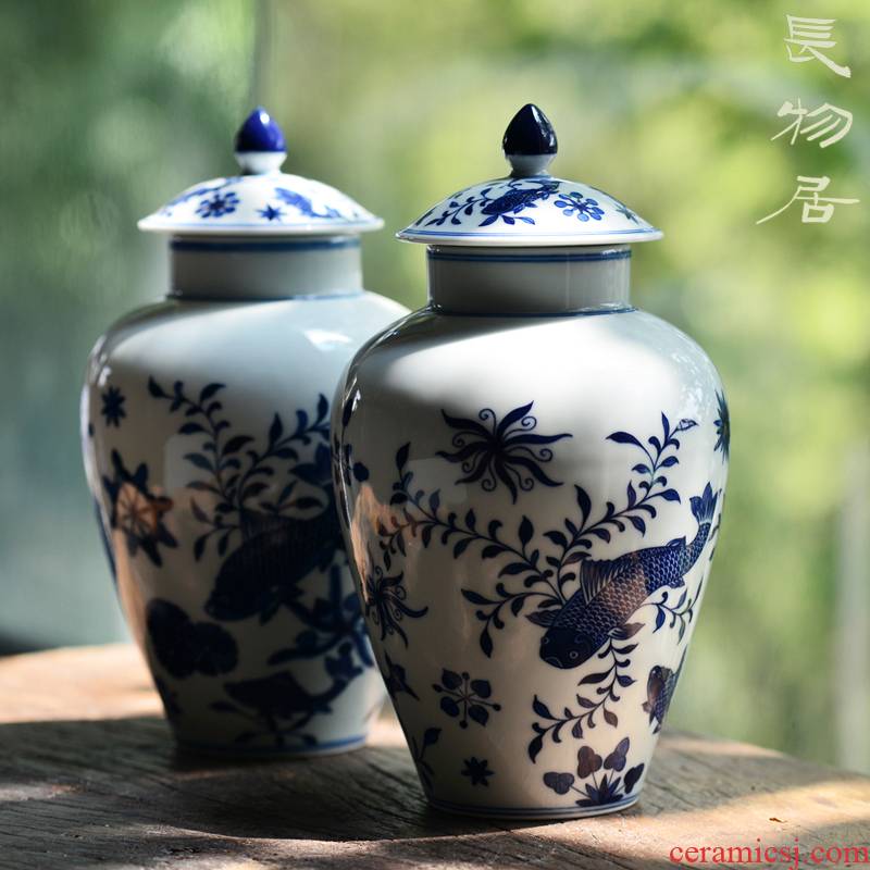 Offered home - cooked ju long up hand - made mackerel algal grain to the general pot of jingdezhen ceramic checking tea caddy fixings tea storehouse