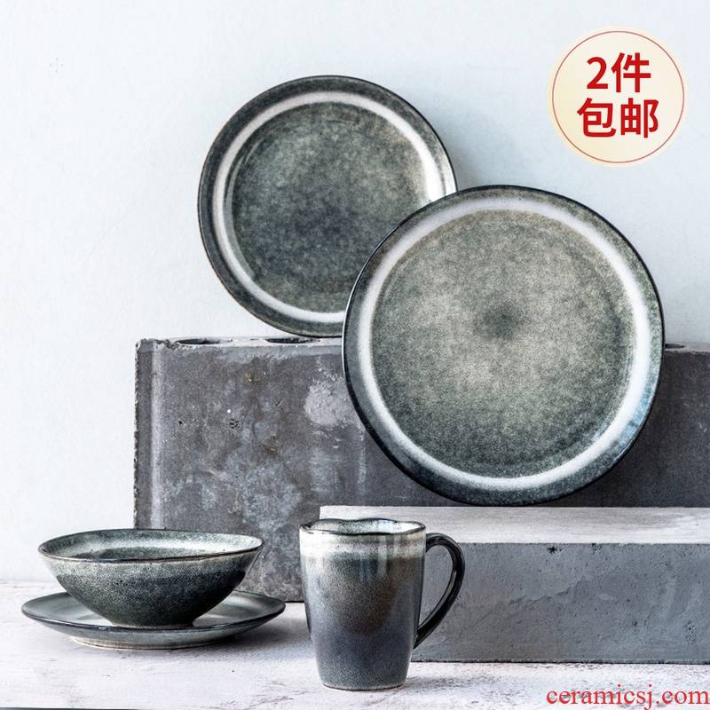 Lototo Japanese - style tableware suit ceramic dishes with rainbow such use creative steak 0 salad plate of the flat plate
