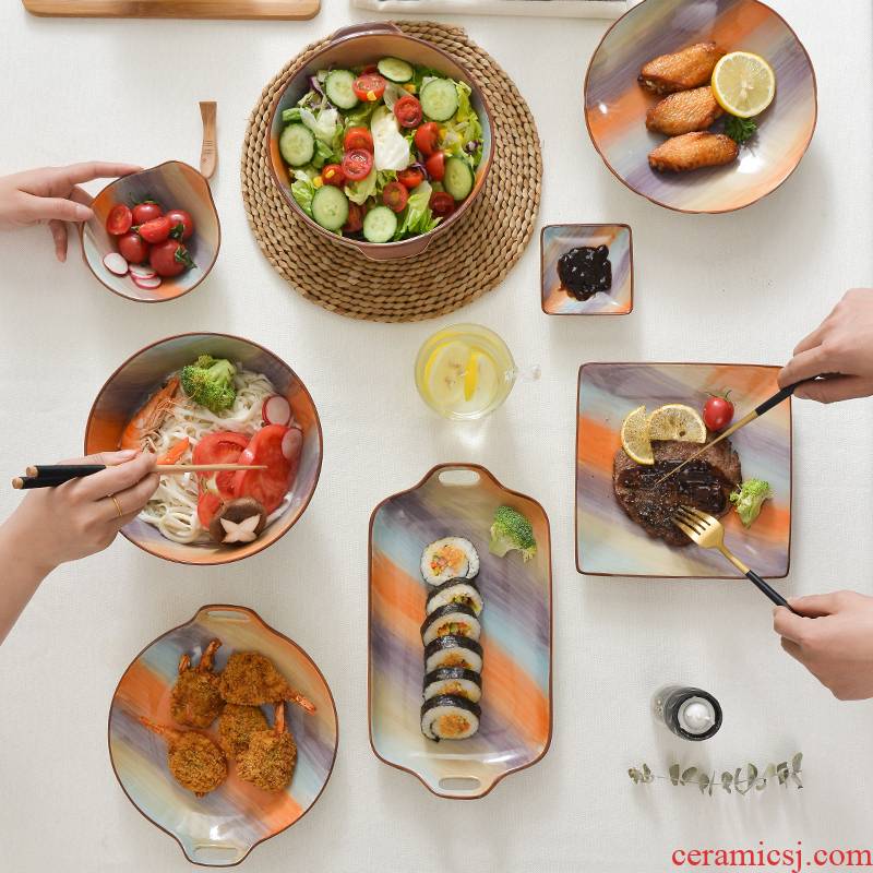 Japanese creative move ceramic tableware dishes home dish dish dish to eat bowl individual net during the quotation to use chopsticks in northern Europe