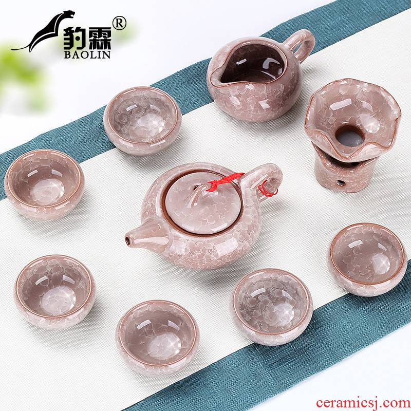 Leopard lam calving kung fu tea set household jingdezhen ceramic tea cup teapot tea tea tea in the living room