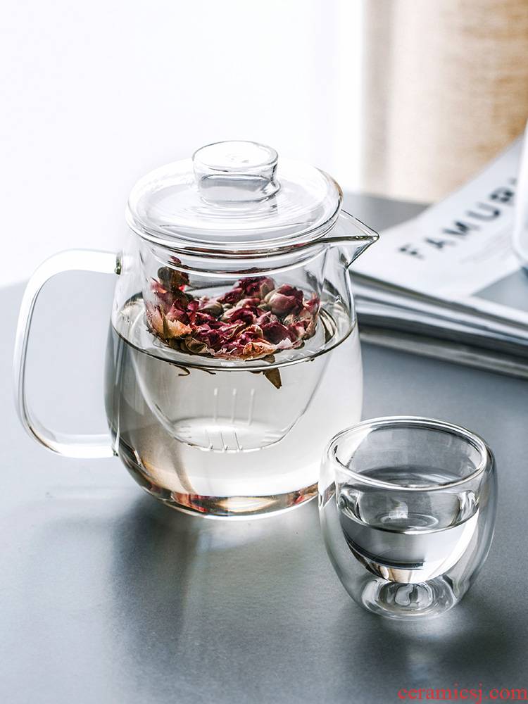 Porcelain color beauty creative glass teapot tea set domestic high temperature resistant filter glass teapot flower pot kettle
