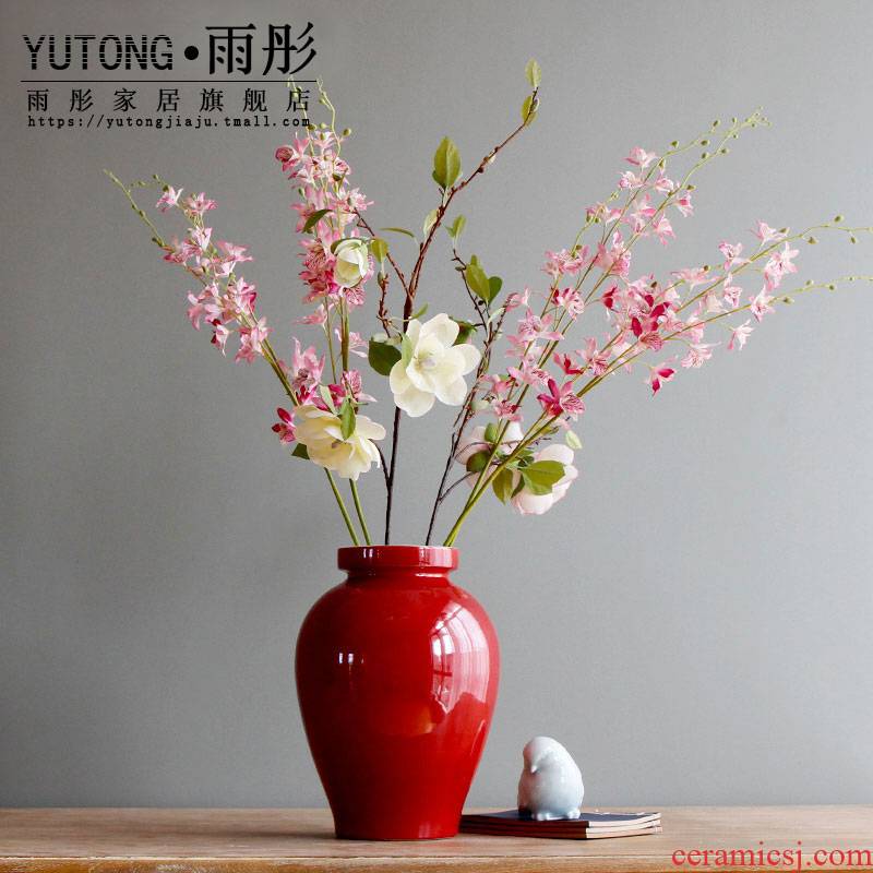 Rain tong home | jingdezhen ceramics high temperature high single glaze porcelain bottle expressions using pot - bellied flower ceramic decorative vase