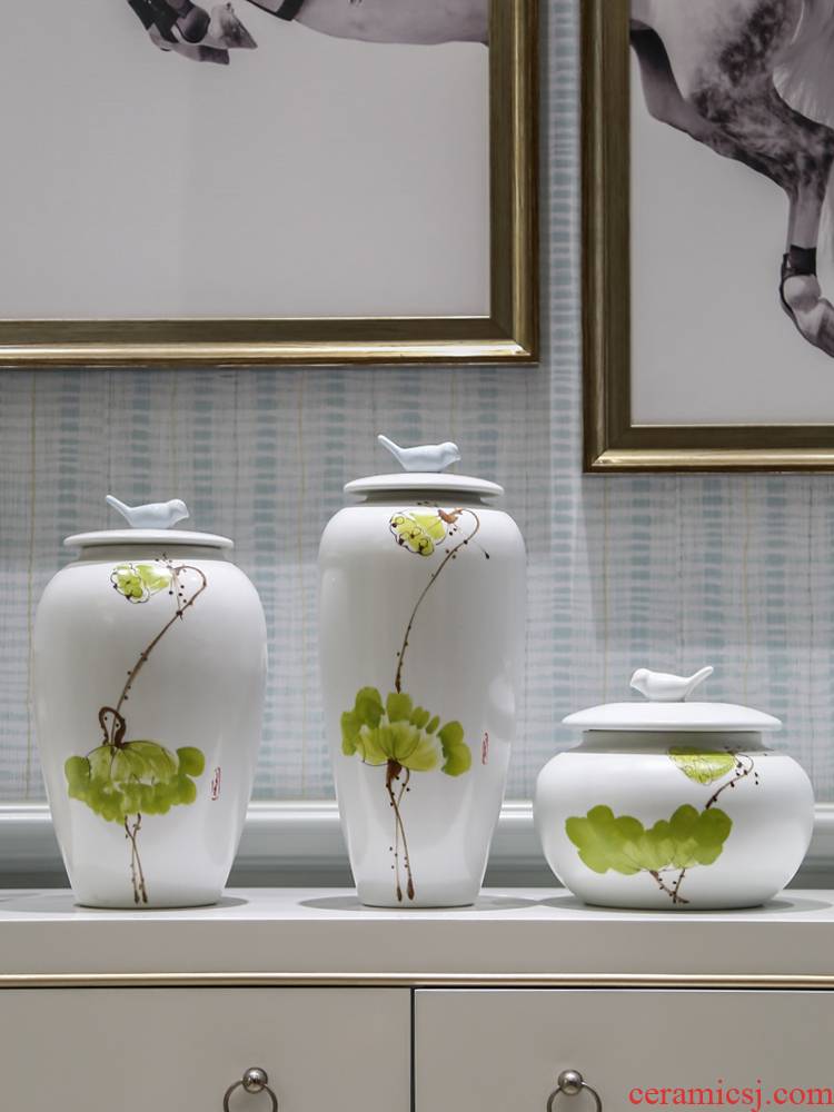 The Rural modern adornment household soft outfit decoration piggy bank furnishing articles jingdezhen ceramic painting of flowers and a porch handicraft