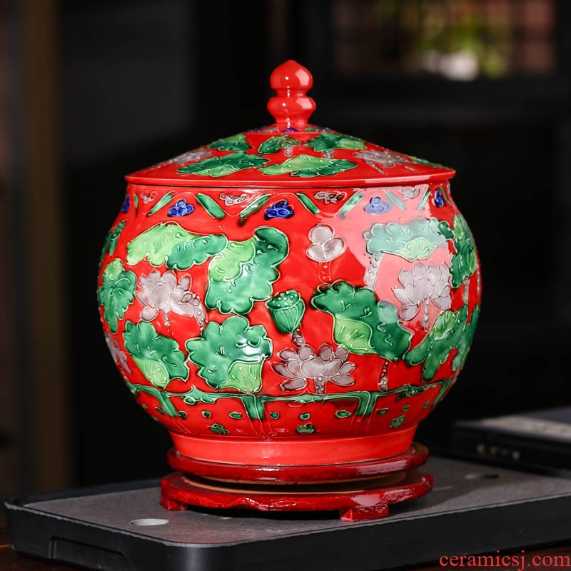 Jingdezhen ceramic checking antique carved mandarin duck storage tank caddy fixings classical household ornaments crafts