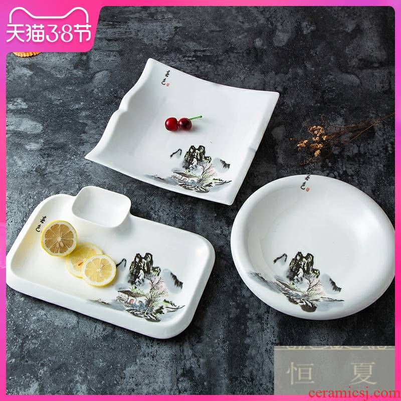 Hotel supplies Hotel tableware ceramics big plate for specialty dish irregular rectangular dish soup bowl creative restaurant
