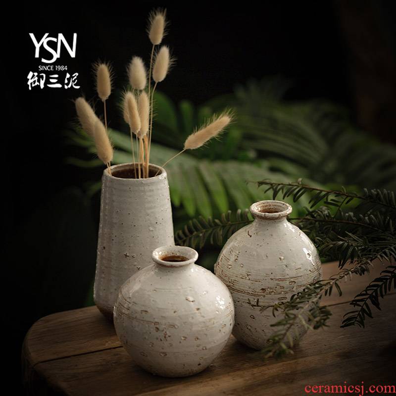Coarse pottery clay miniature ceramic vase Japanese ceramic vase Coarse pottery flower implement tea zen Chinese style household furnishing articles