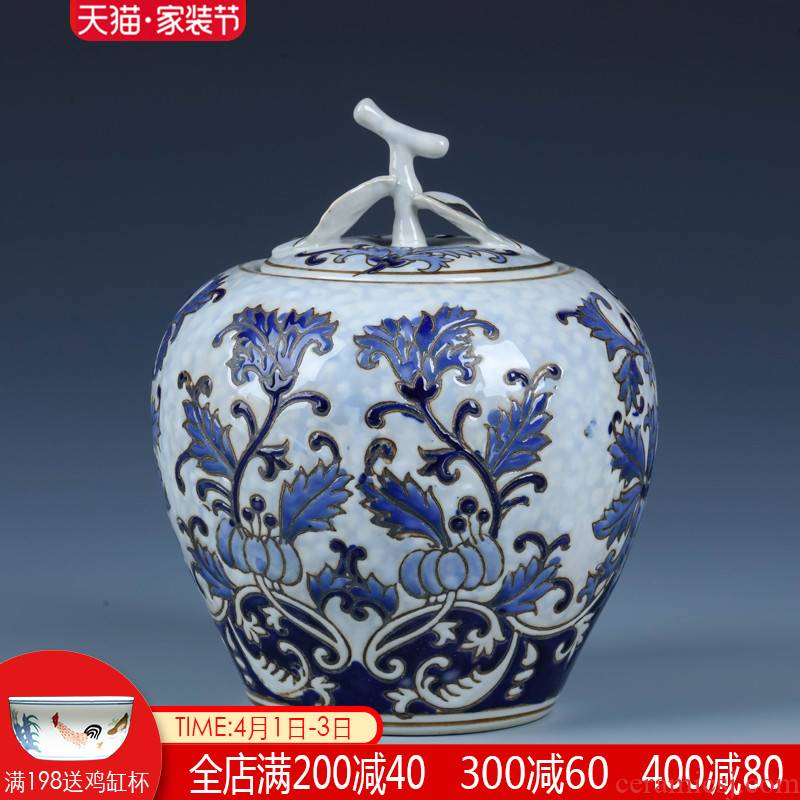 New Chinese style ceramic furnishing articles storage jar with cover of jingdezhen porcelain sitting room wine rich ancient frame decorative arts and crafts