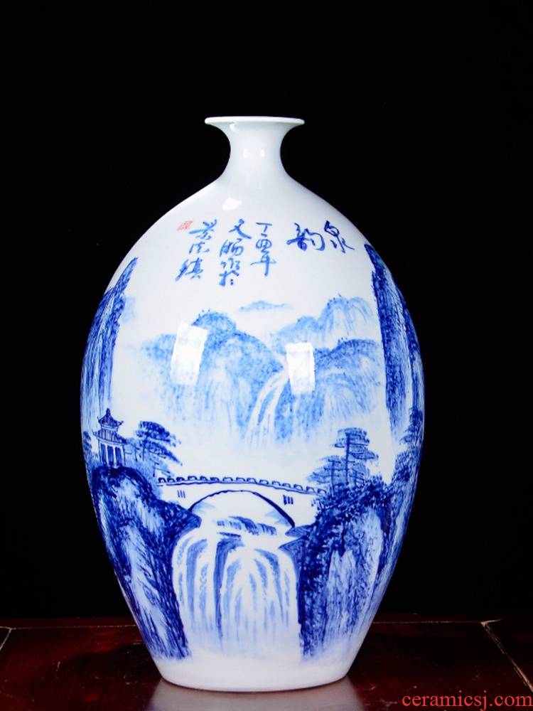 Jingdezhen ceramics famous hand - made flowers in the sitting room of Chinese style household adornment of blue and white porcelain vase furnishing articles furnishing articles