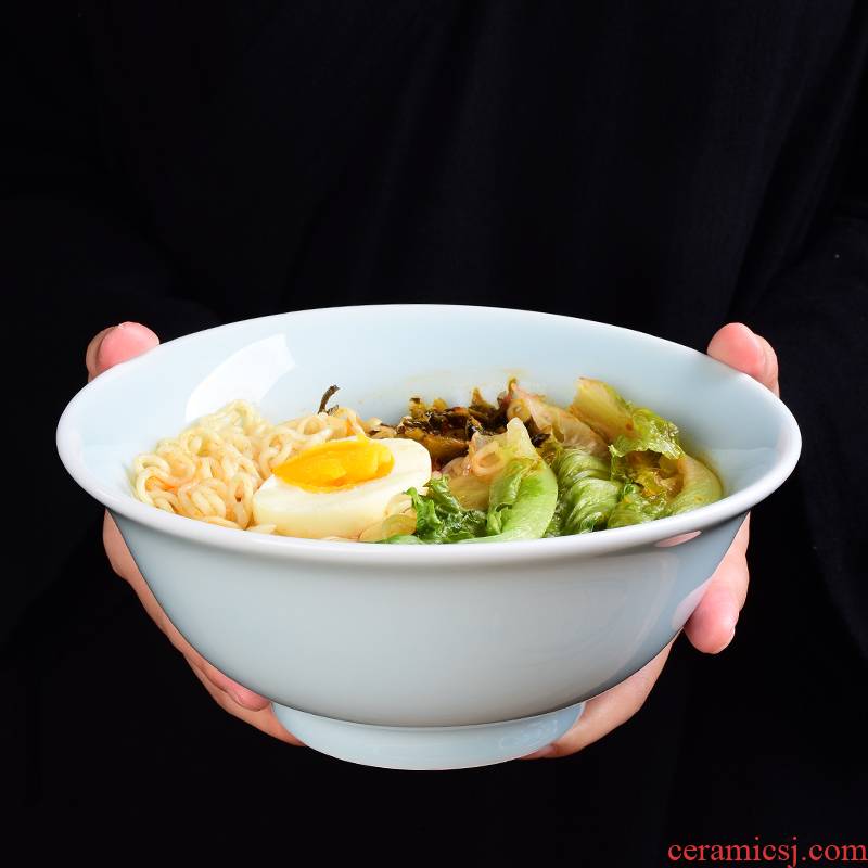 Friends are celadon large soup bowl of household ceramics tableware wash salad bowl Japanese ramen rainbow such use simple pure color rainbow such use