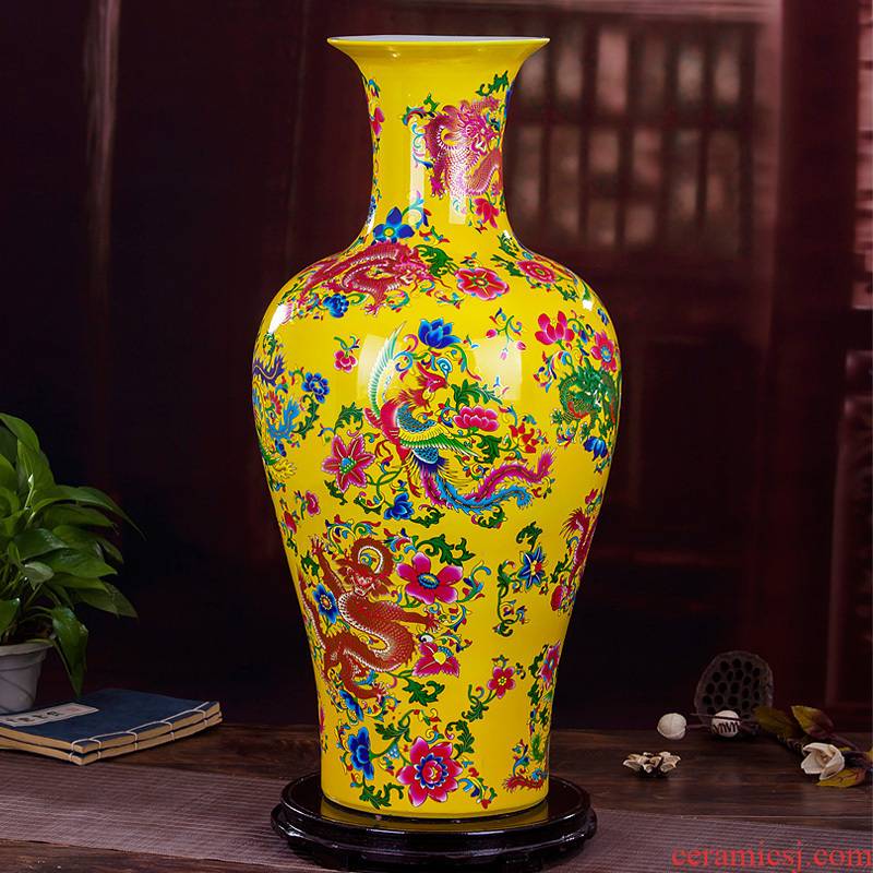 320 jingdezhen ceramic modern yellow jinlong home furnishing articles sitting room ground fuels the vase vase