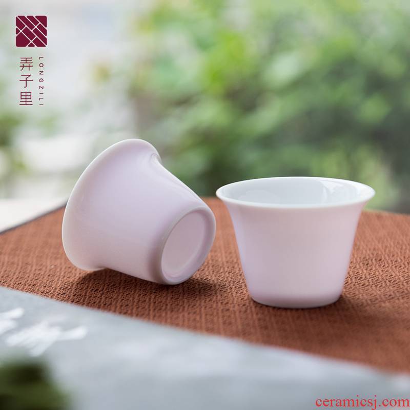 Made in jingdezhen ceramic kung fu tea set household checking pink sample tea cup master cup built small tea cups