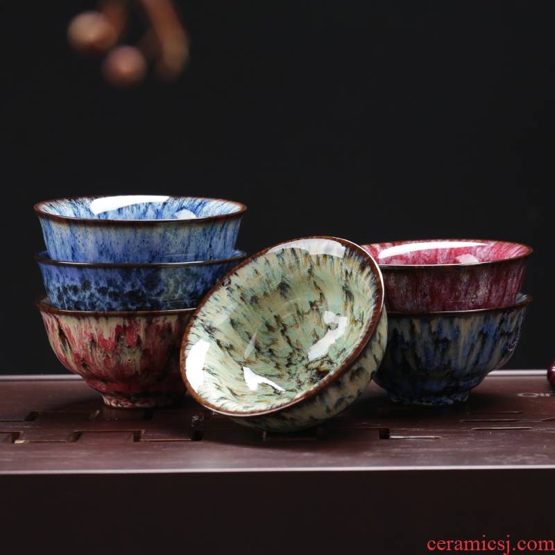 Poly real (sheng up kung fu tea cups of household ceramic sample tea cup temmoku built light tea master cup single cup size