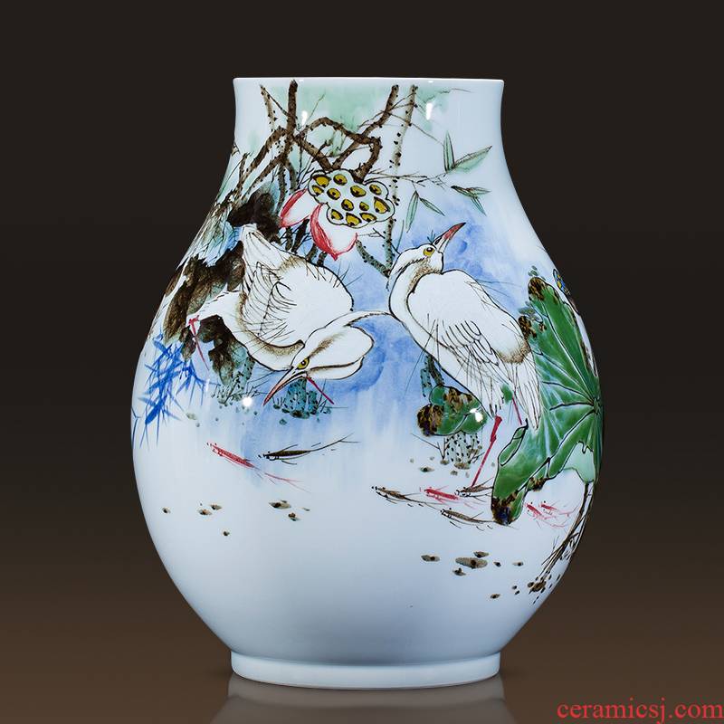 Jingdezhen famous master hand - made ceramics up vases, flower arrangement of modern Chinese style adornment is placed large living room