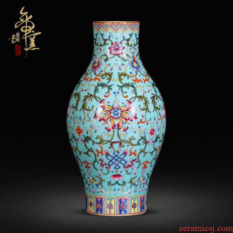 Emperor up archaize colored enamel olive bottle hand - made Chinese vase jingdezhen ceramics collection of furnishing articles sitting room adornment