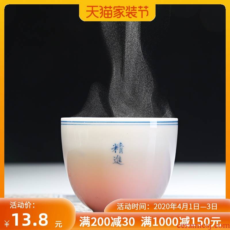 Jingdezhen blue and white porcelain thin foetus MaiTao hand - made tea cup white porcelain cups kung fu tea set ceramic tea light
