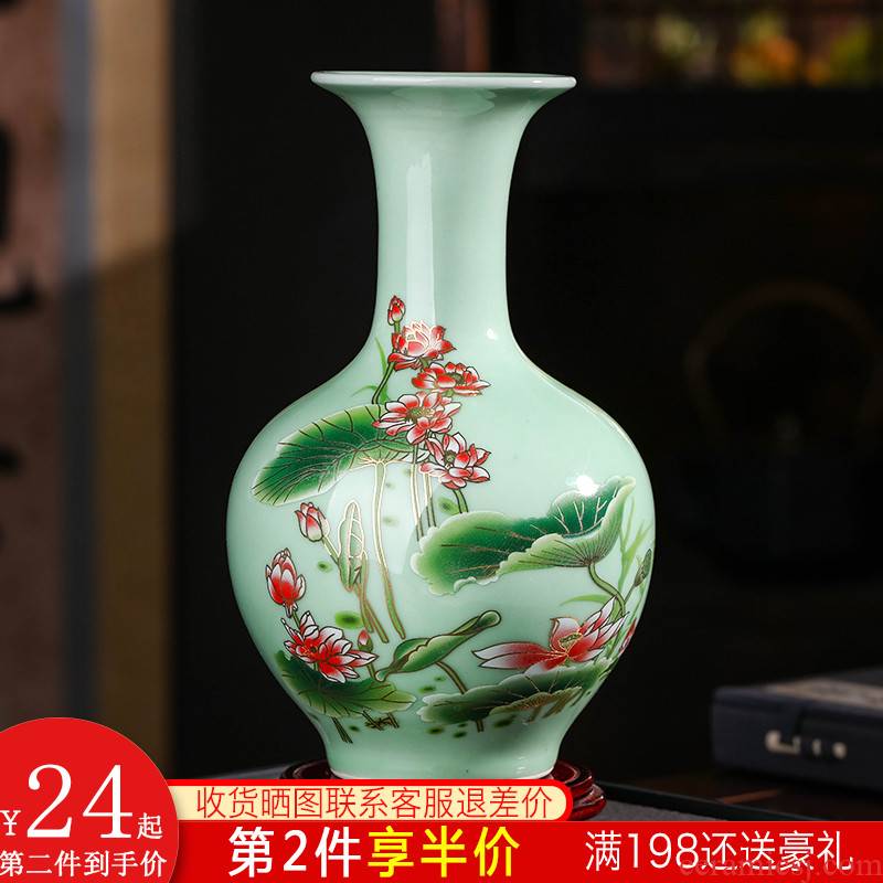 Jingdezhen ceramics Chinese lotus flower bottle arranging flowers, dried flowers sitting room place, rich ancient frame wine household act the role ofing is tasted
