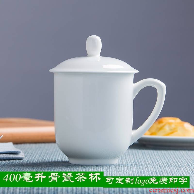 Jingdezhen ceramics with cover cup, office cup custom hotel conference room tea cup ipads porcelain cup