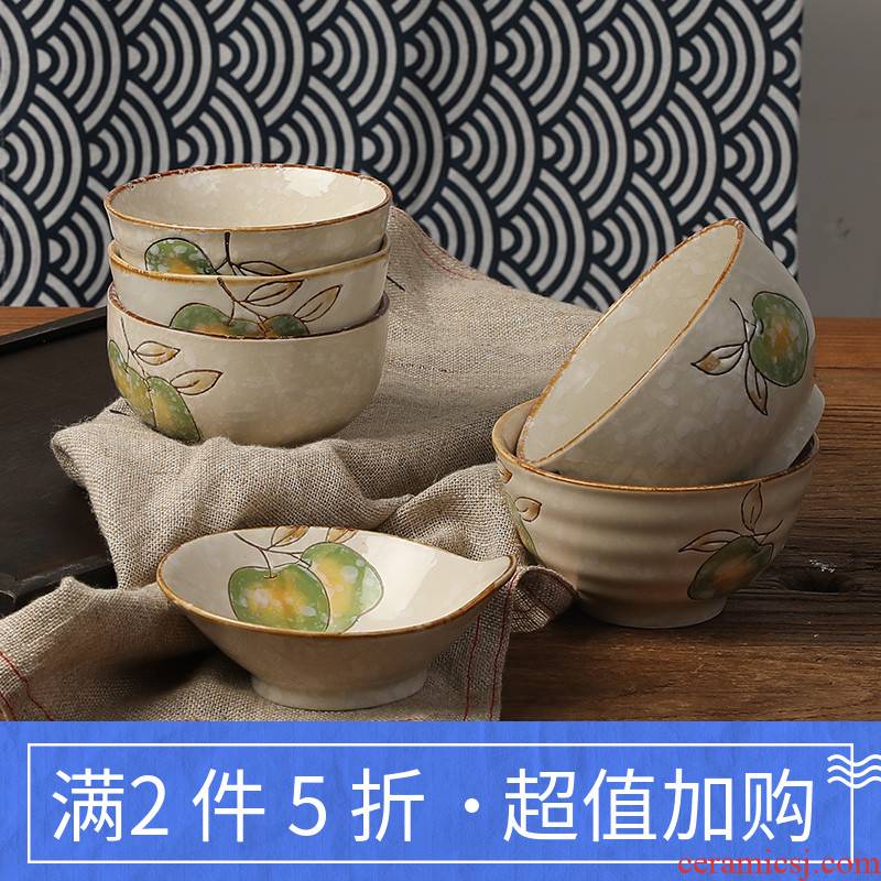 Japanese and wind household contracted ceramic rice bowl bedding face small bowl of soup bowl dish dish dish tableware nostalgic restaurant
