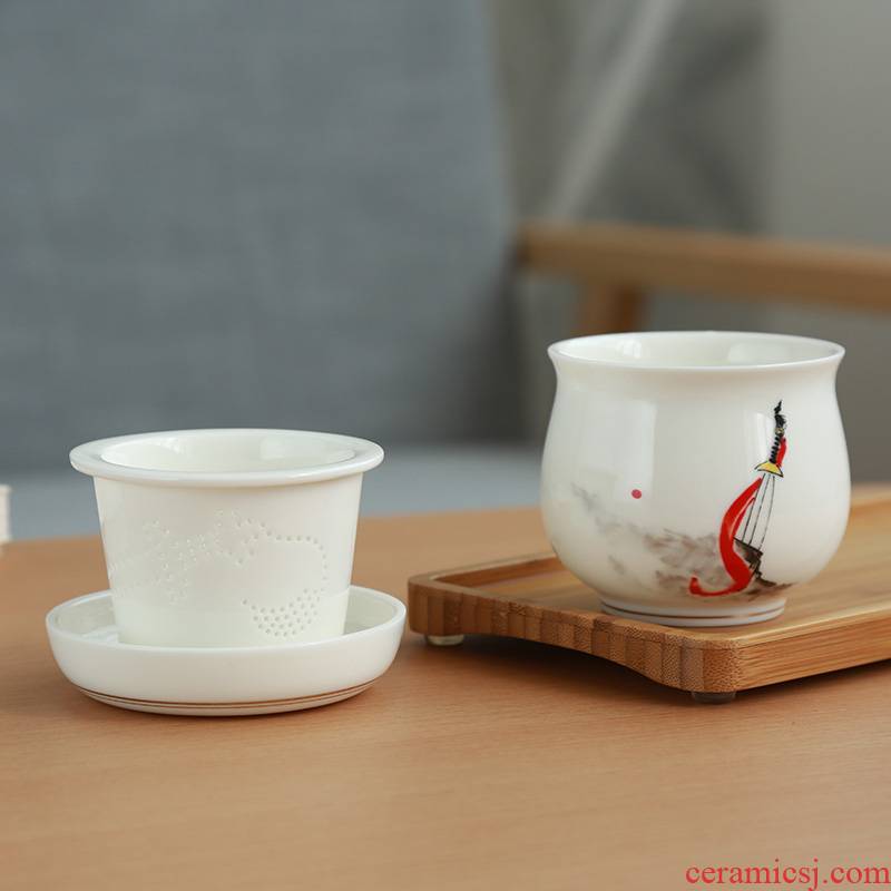 Jun ware porcelain crack portable travel tea set suit portable package ceramic filter personal gifts tea cup
