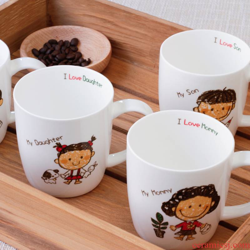 A happy and lovely cartoon creative cup milk cup cup keller parent - child family suits for ceramic cup