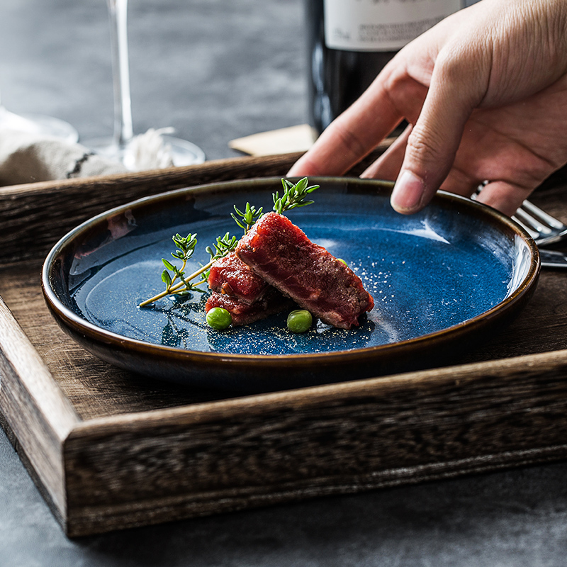 A Japanese dish dish creative artistic conception tableware of pottery and porcelain move hotel western - style food restaurant steak plate of flat plates